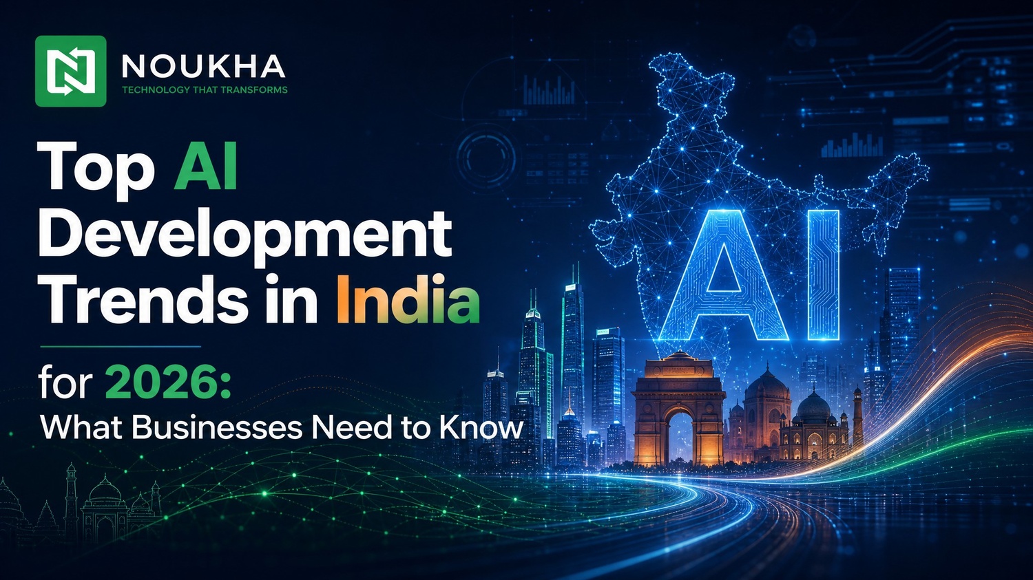 Business professionals analysing AI development trends in India for 2026 including generative AI, agentic AI, and enterprise AI solutions