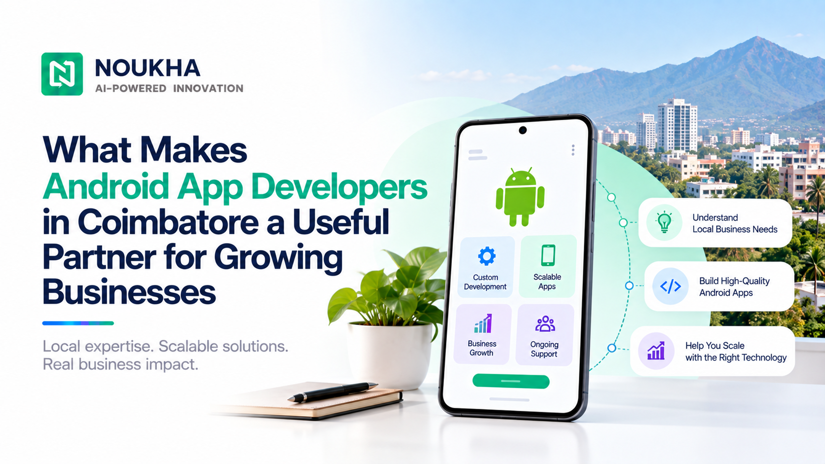 Android app developers in Coimbatore with smartphone app interface
