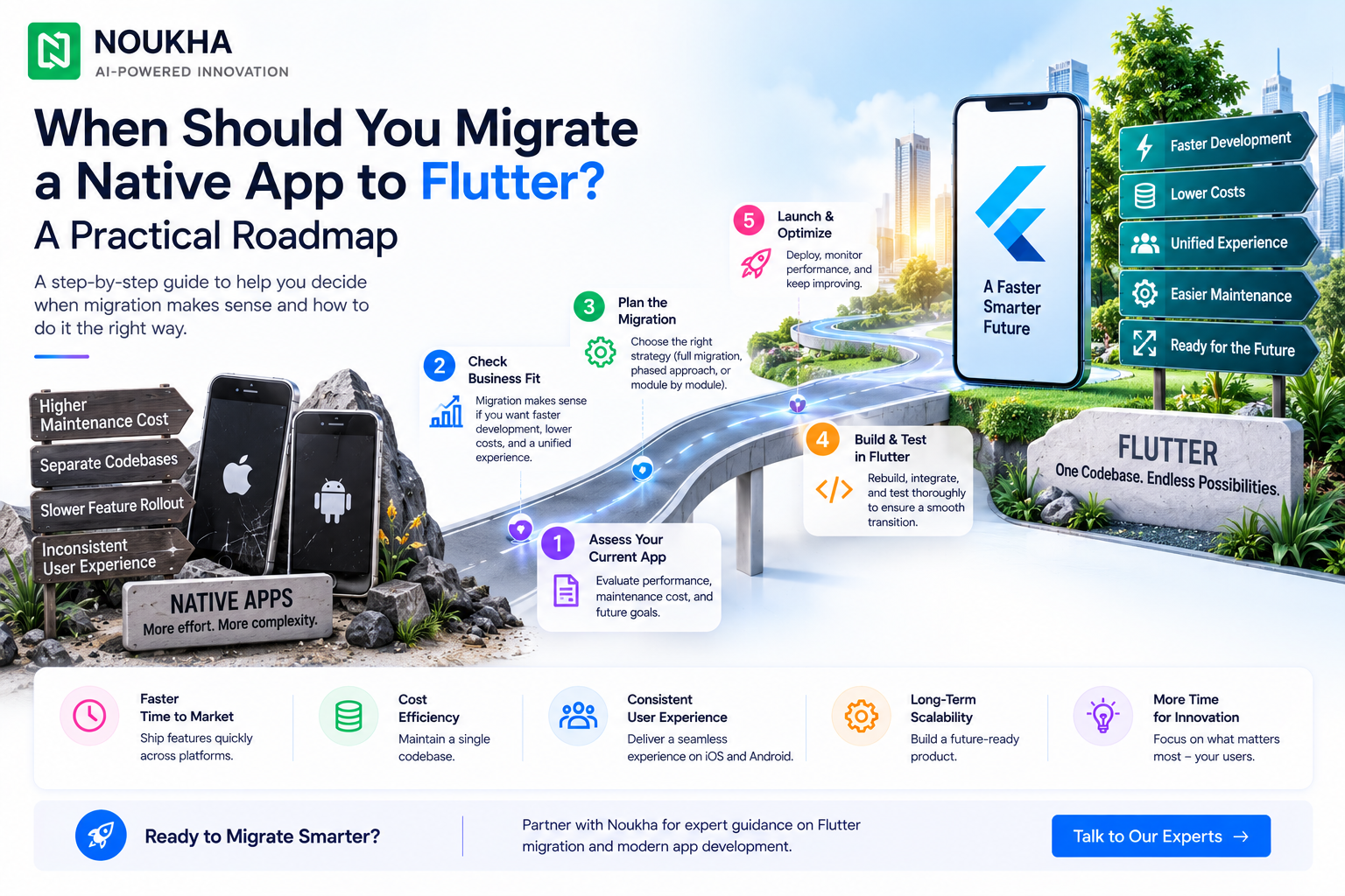 Migrate a Native App to Flutter with a practical roadmap for assessing, planning, building, testing, and launching the app.