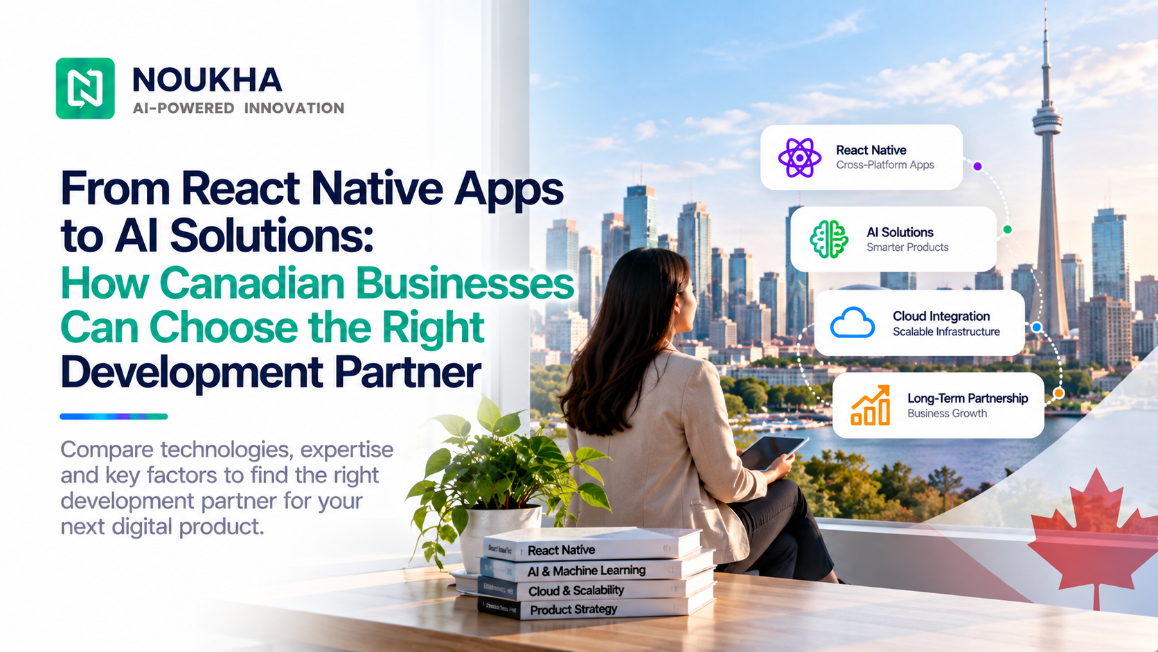 React Native apps and AI solutions for Canadian businesses with Toronto skyline