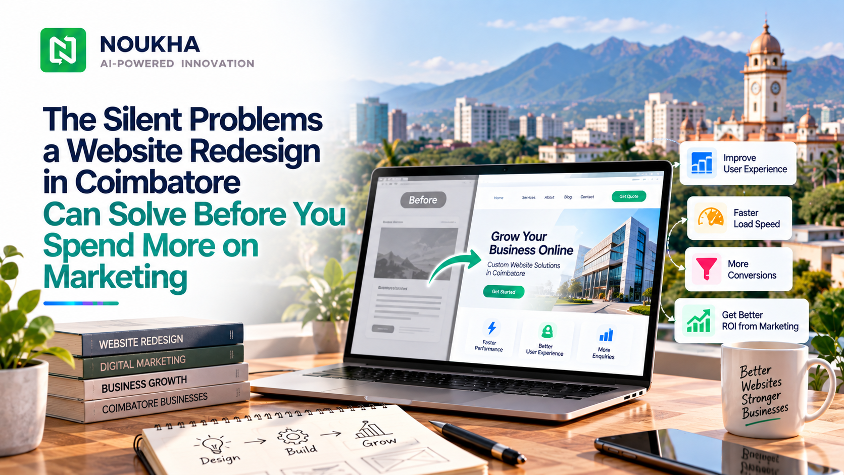 Website redesign in Coimbatore improving user experience, page speed, conversions, and marketing ROI.