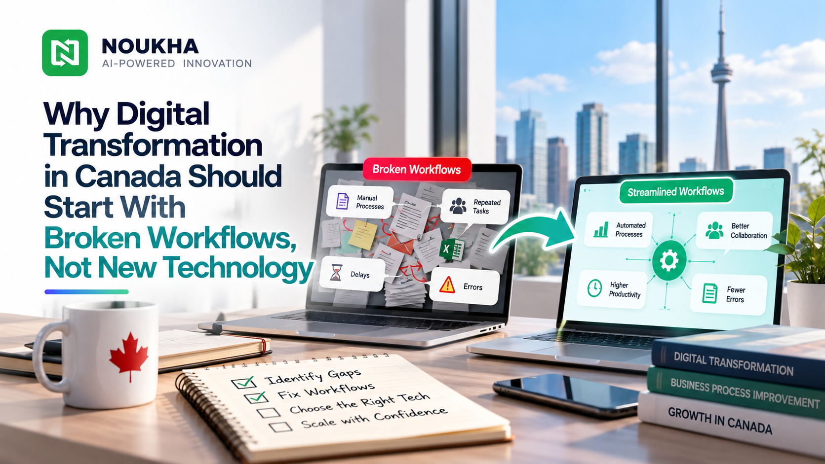 Digital transformation in Canada focused on fixing broken workflows, reducing manual tasks, and improving business efficiency.